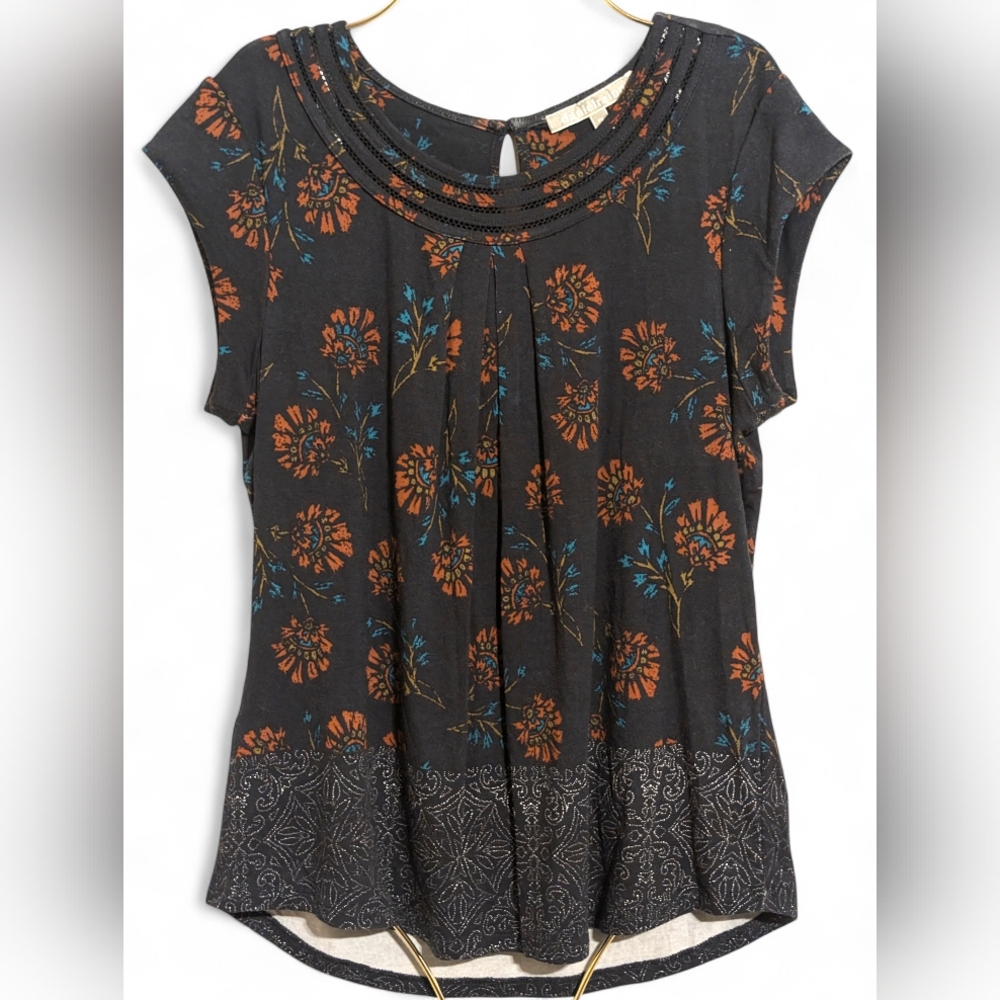 ​🌼 Daniel Rainn Floral Print Knit Tunic Top (PS) Boho Floral Petite💙